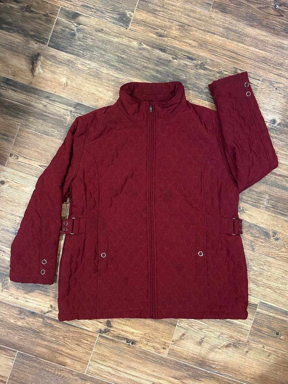 Tudor Court by Haband Quilted Jacket Burgundy Full Zip